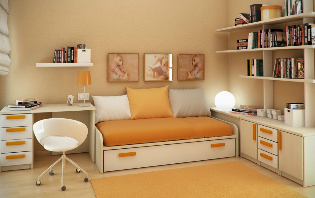 dikkat çekici turuncu oda dekorasyonu