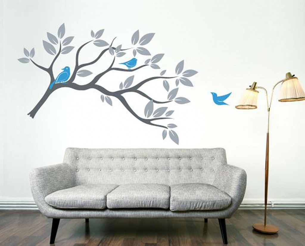 kuş desenli duvar resimleri