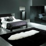modern siyah beyaz yatak odası halı modelleri