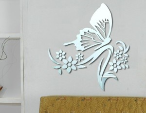 üç boyutlu moda kelebek çiçek duvar modelleri ayna sticker