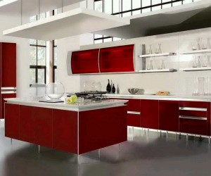 Kırmızı beyaz amerikan tarz mutfaklar
