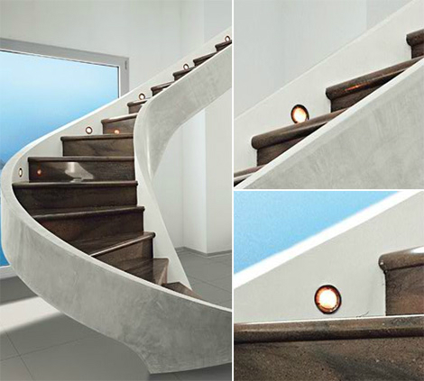 ahşap ışıklı merdiven tasarımları