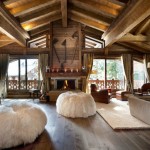 chalet tarzı salon dekorasyonu dağ evi