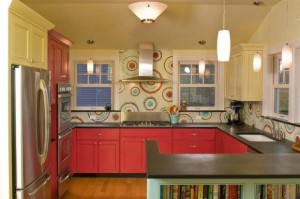 klasik mutfak pembe renk tasarım