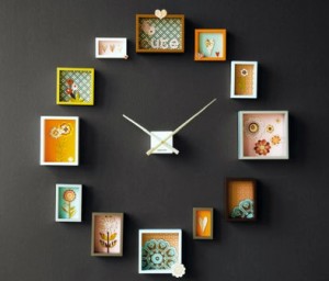 renkli çerçevelerden saat tasarımı