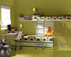 yosun yeşili çocuk odası dolap modeli
